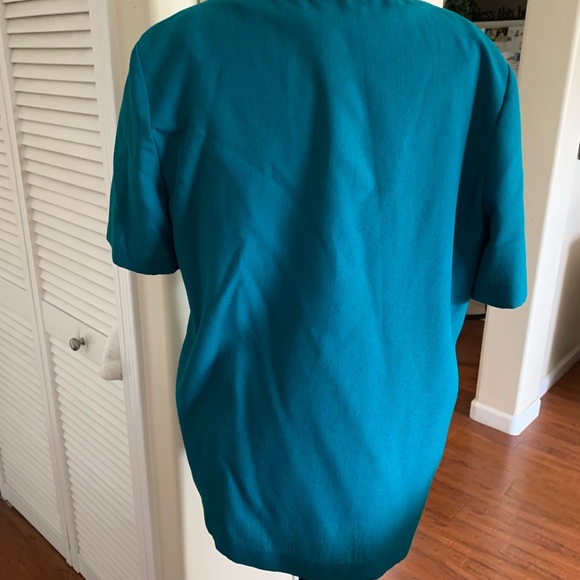 Nice ready for that summer wedding party teal cotton blend blazer with pockets. - Picture 4 of 4